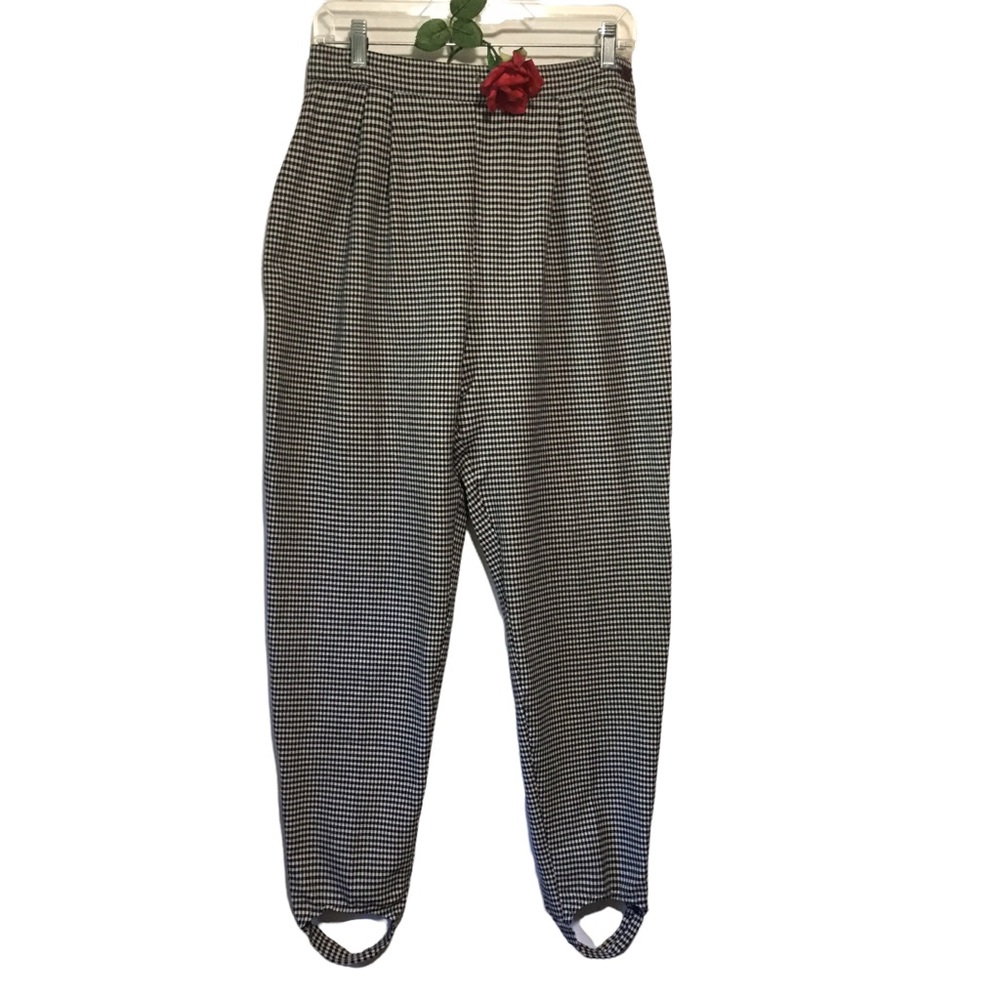 VTG 80s 90’s Casual Corner Houndstooth Stirrup Pants Size 10 Black & White